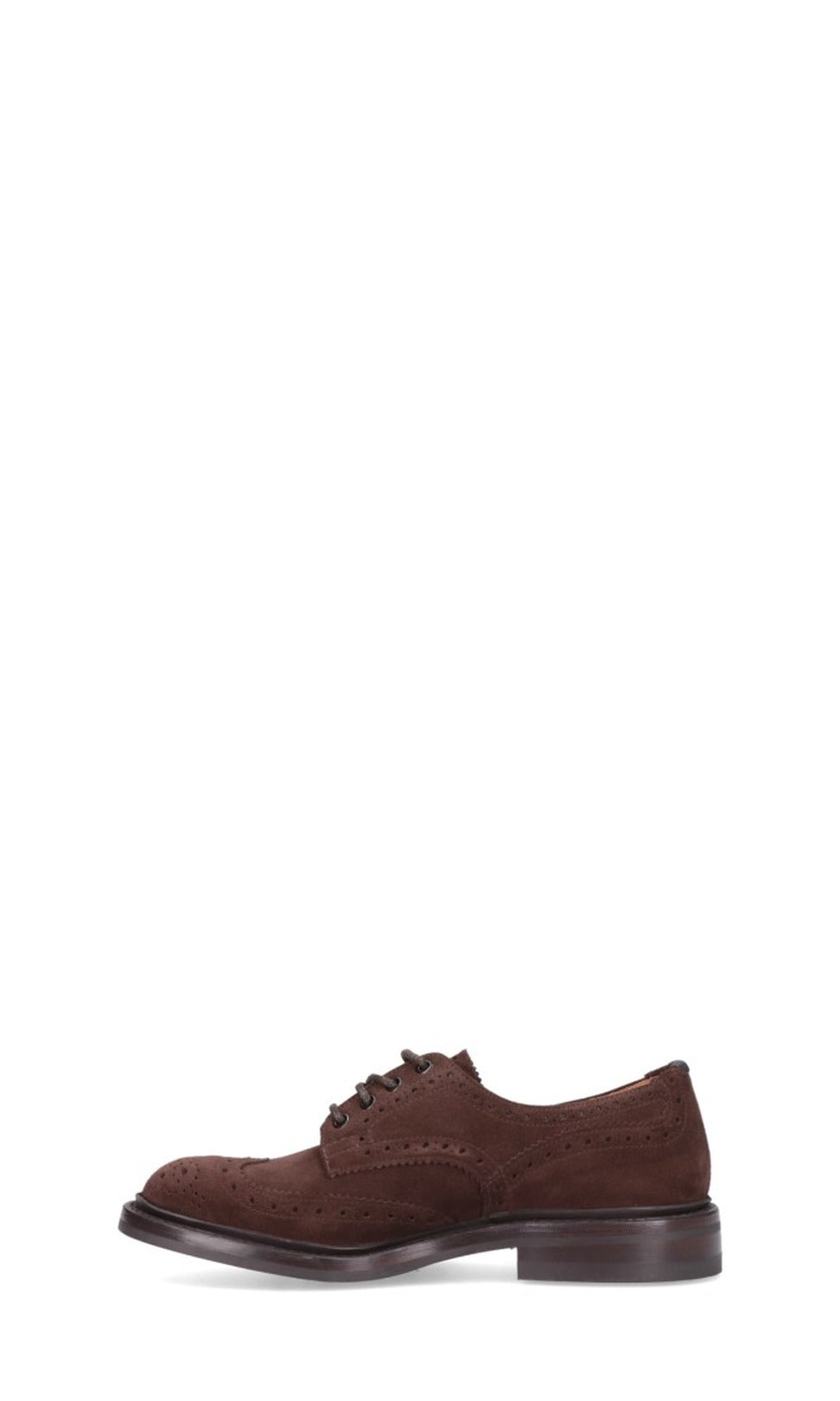 Brogue-Style Suede Flat Shoes With Wingtip Accents