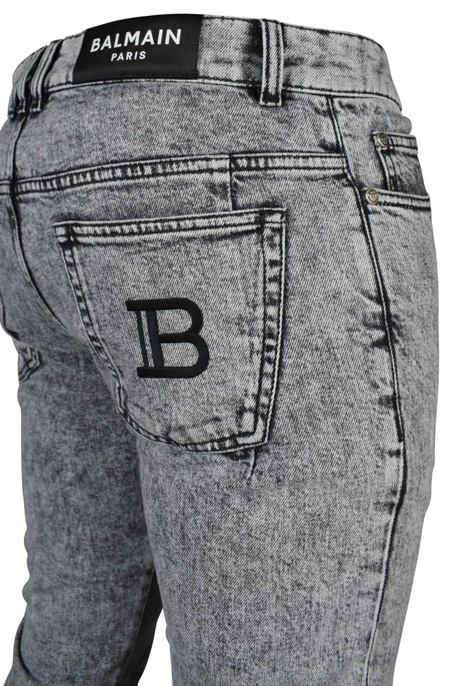 Faded Gray Slim-Fit Jeans With Logo Detail