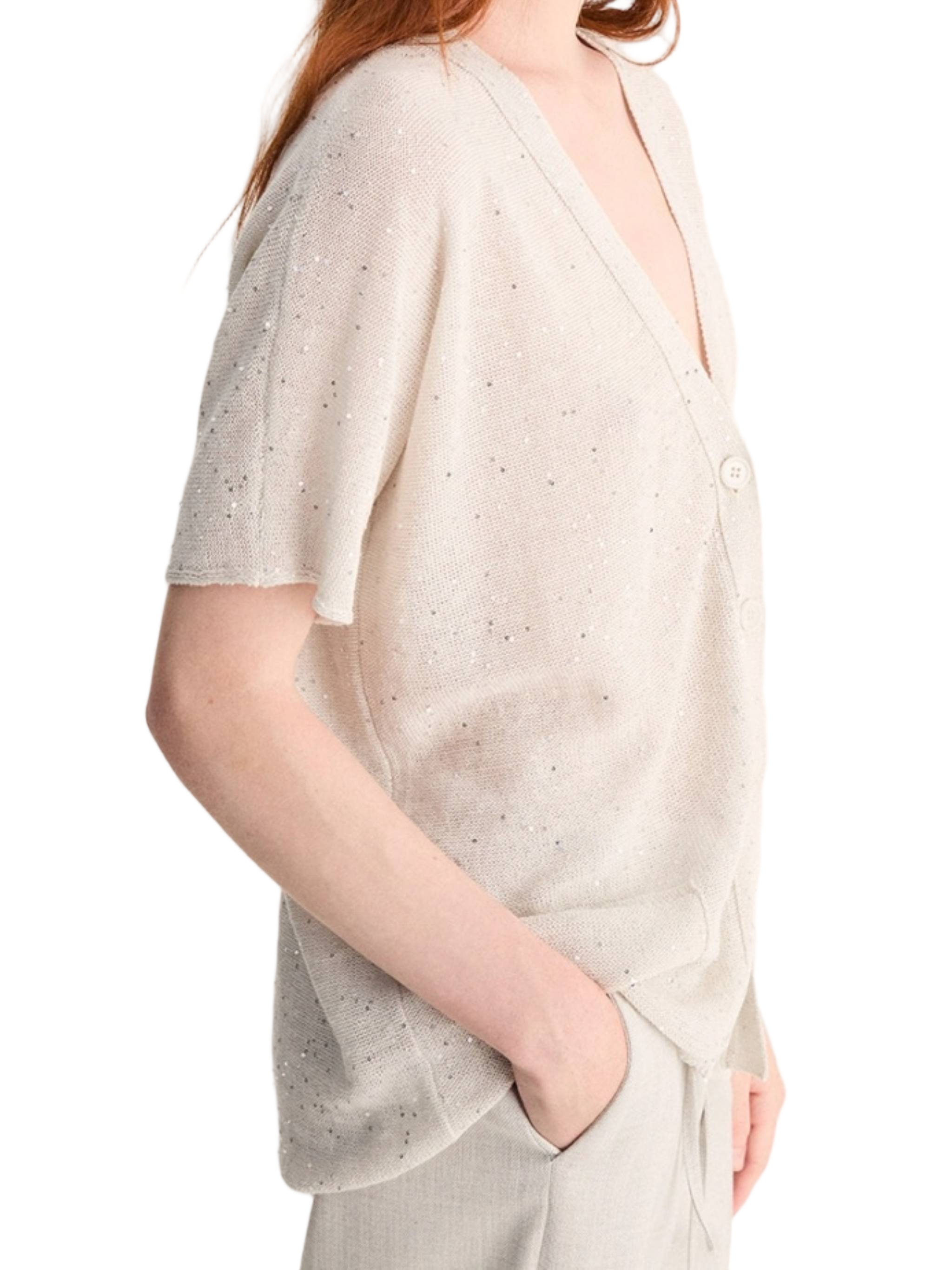 Relaxed-Fit V-Neck Textured Cardigan