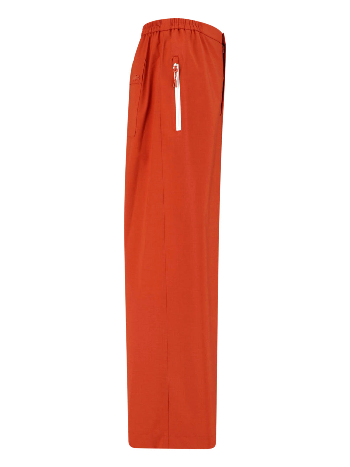 Orange Wide-Leg Taffeta Elastic Trousers