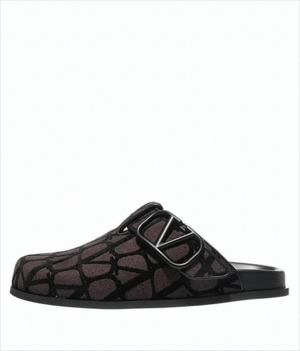 Abstract Pattern Fabric Slip-On Mules