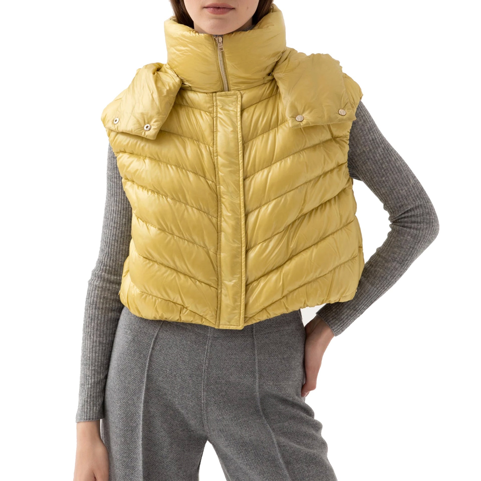 Down Vest Jacket With Detachable Hood