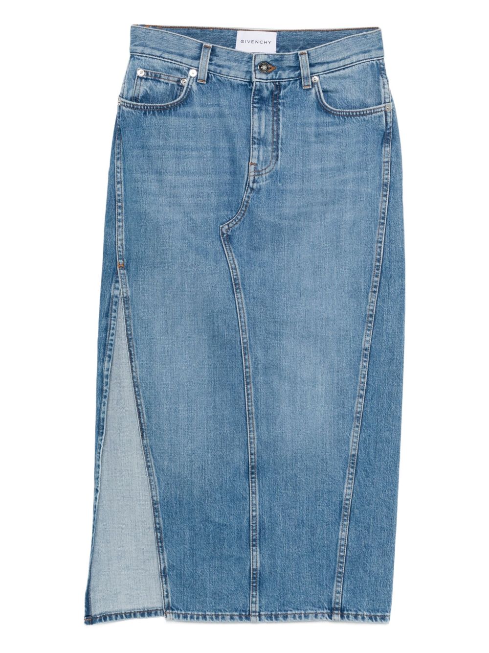 Medium Blue Denim Midi Skirt