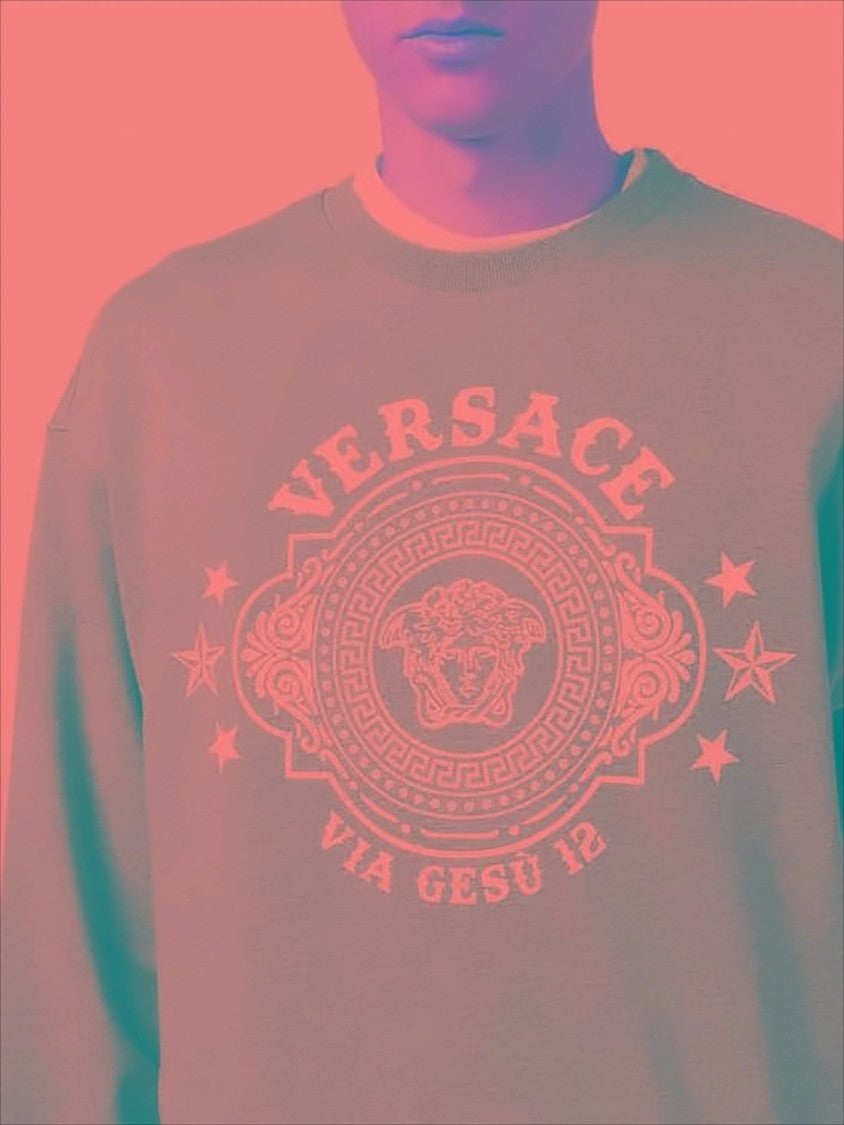 Cotton Long-Sleeve Sweatshirt with Graphic Emblem