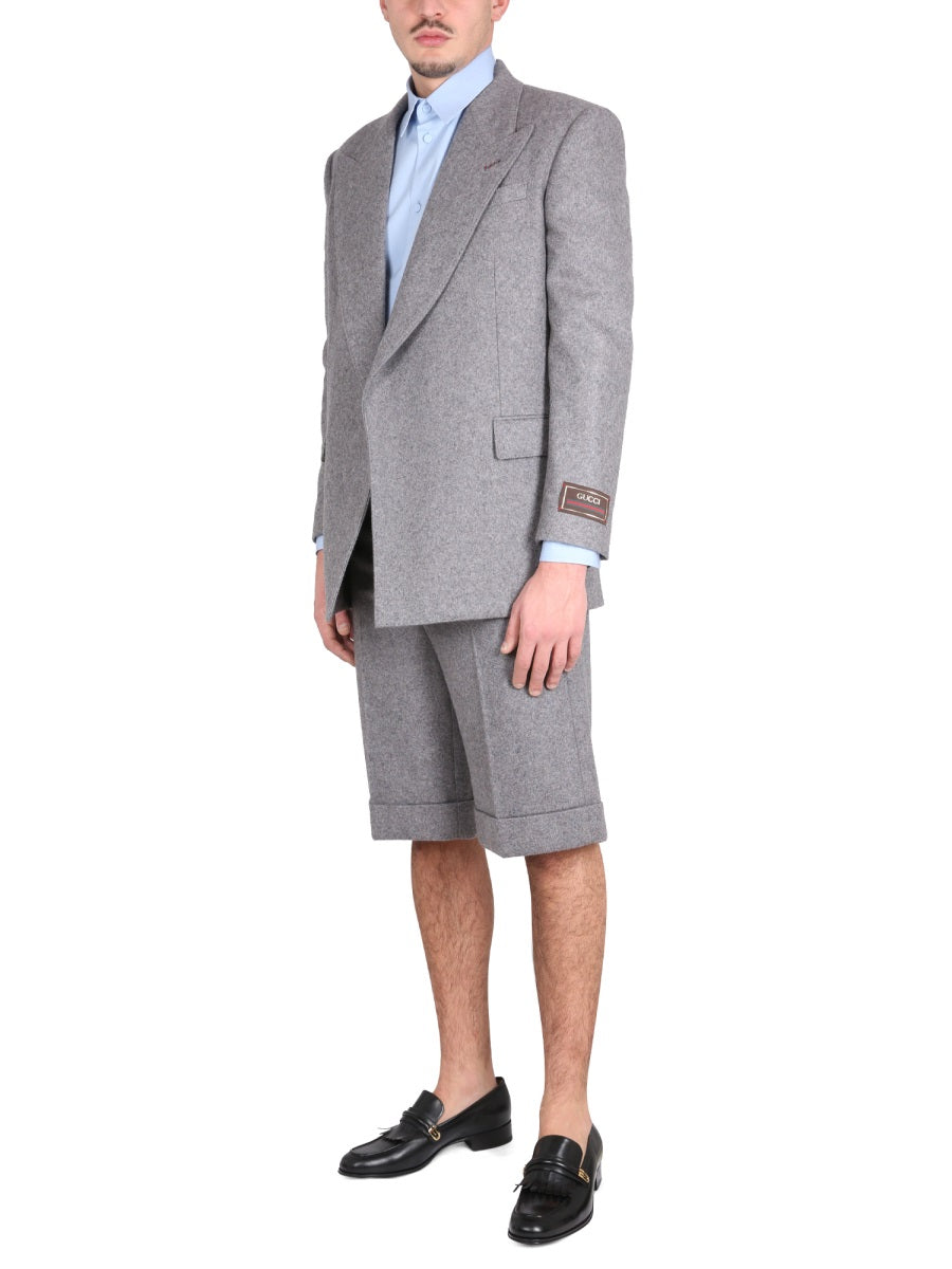Tailored Melange Wool-Cashmere Blend Shorts