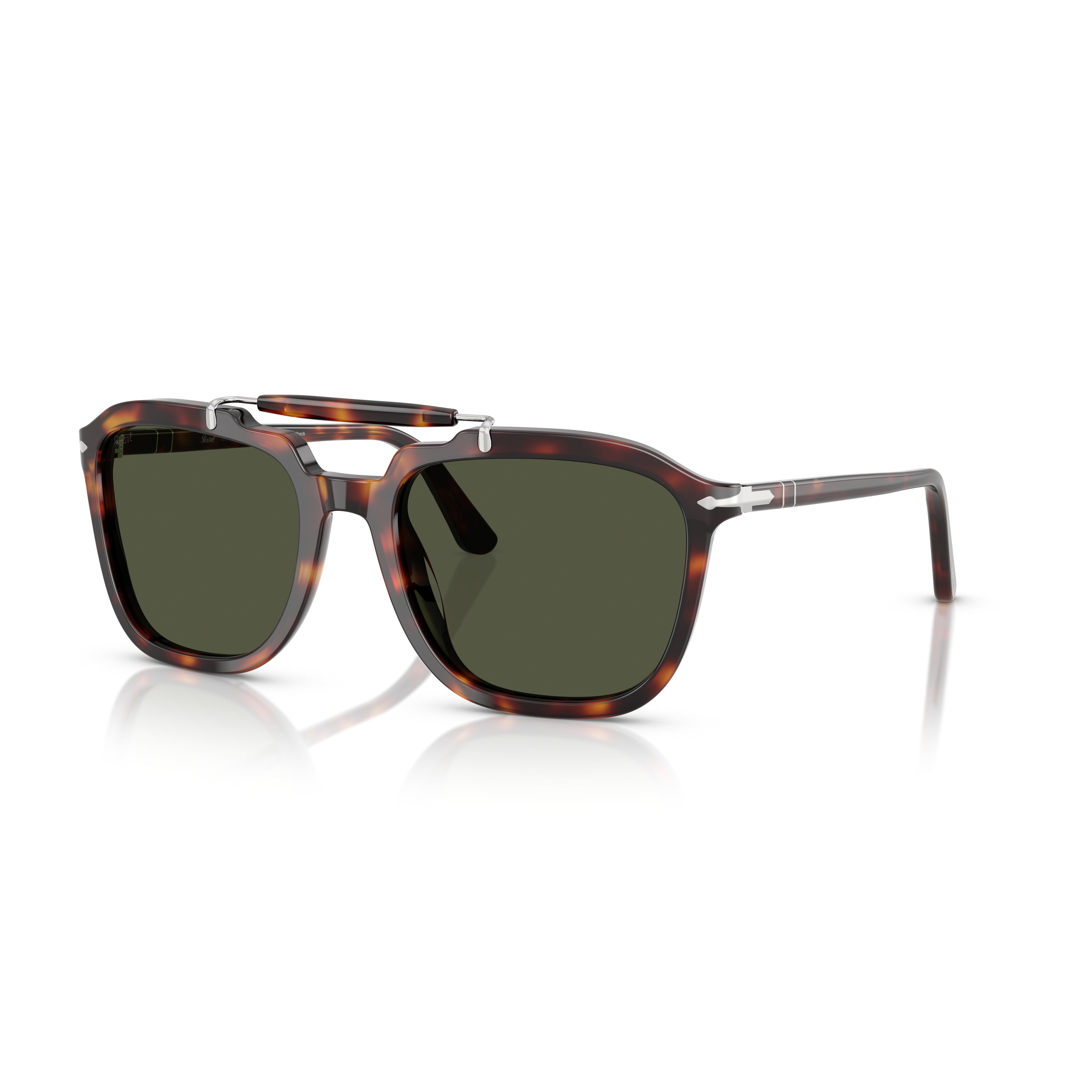 0po0203s Bold Square Tortoiseshell Acetate Sunglasses with Silver Accents
