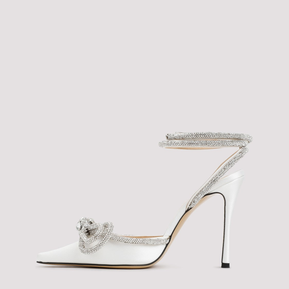 White Silk Double Bow High Heels