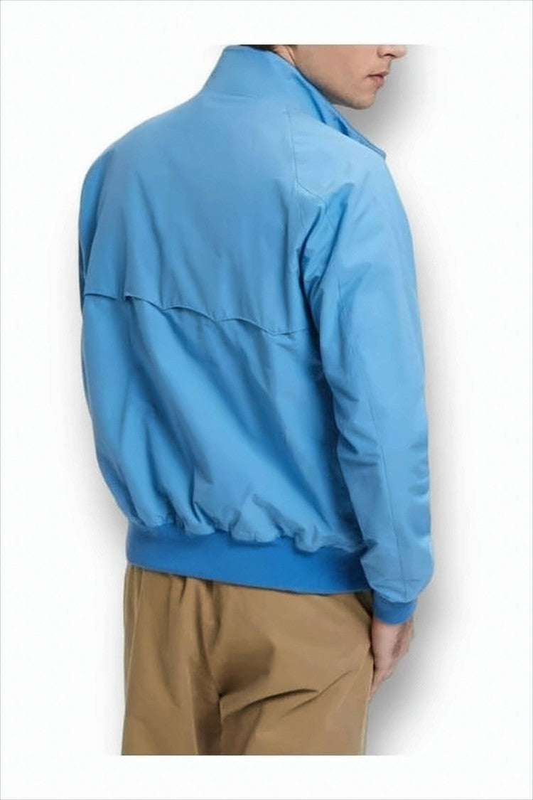 Sky Blue Lightweight Baracuta Jacket With Distinctive Tartan Lining