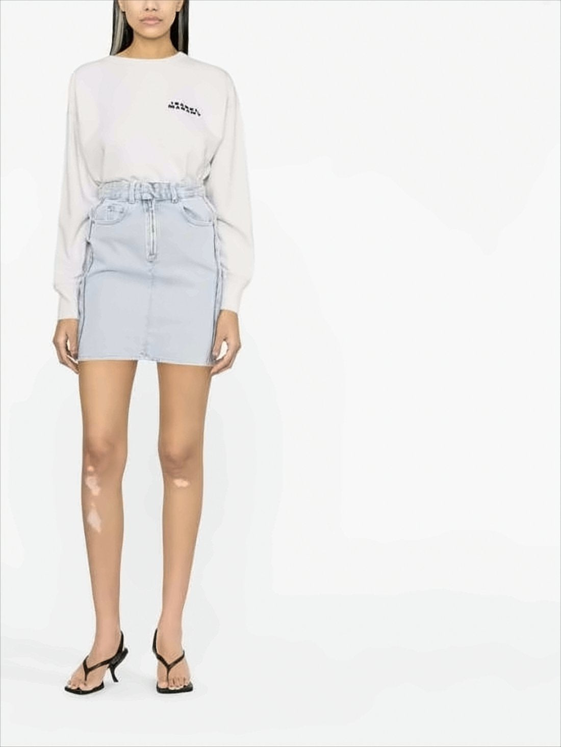 Cropped Long-Sleeved Sweatshirt with Heathered Texture