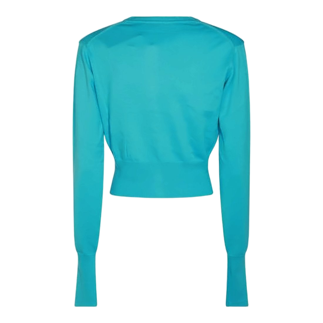 Fitted Turquoise Cashmere Blend Cardigan with Exclusive Embroidery