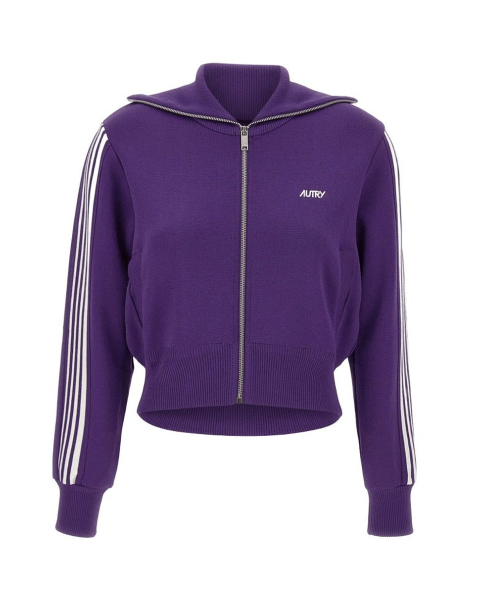 Cropped Tennis-Style Jacket With Contrasting Stripes And Logo