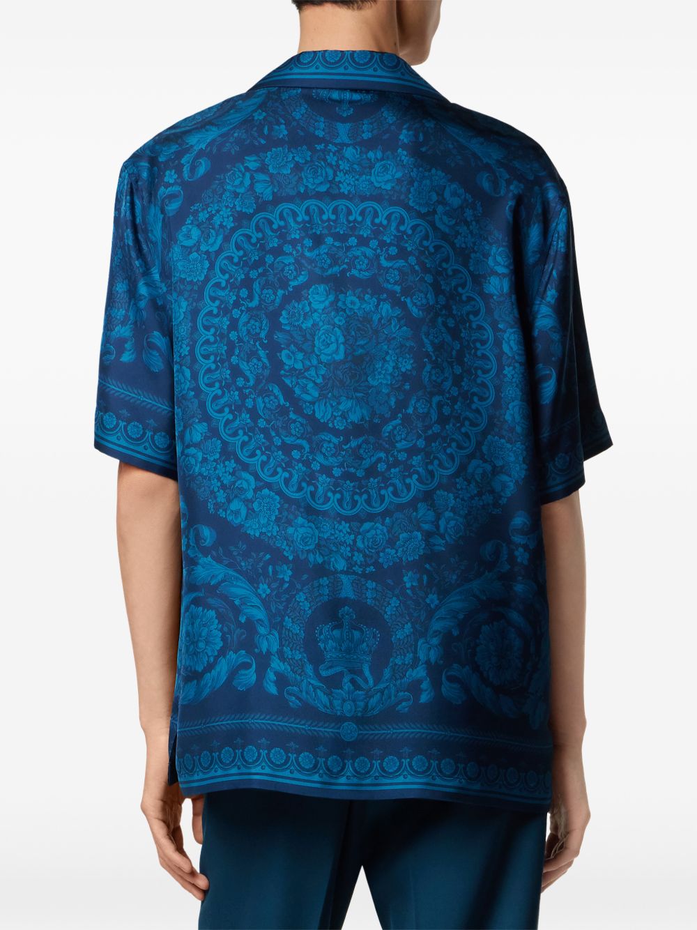 Baroque Pattern Short-Sleeve Shirt With Camp Collar