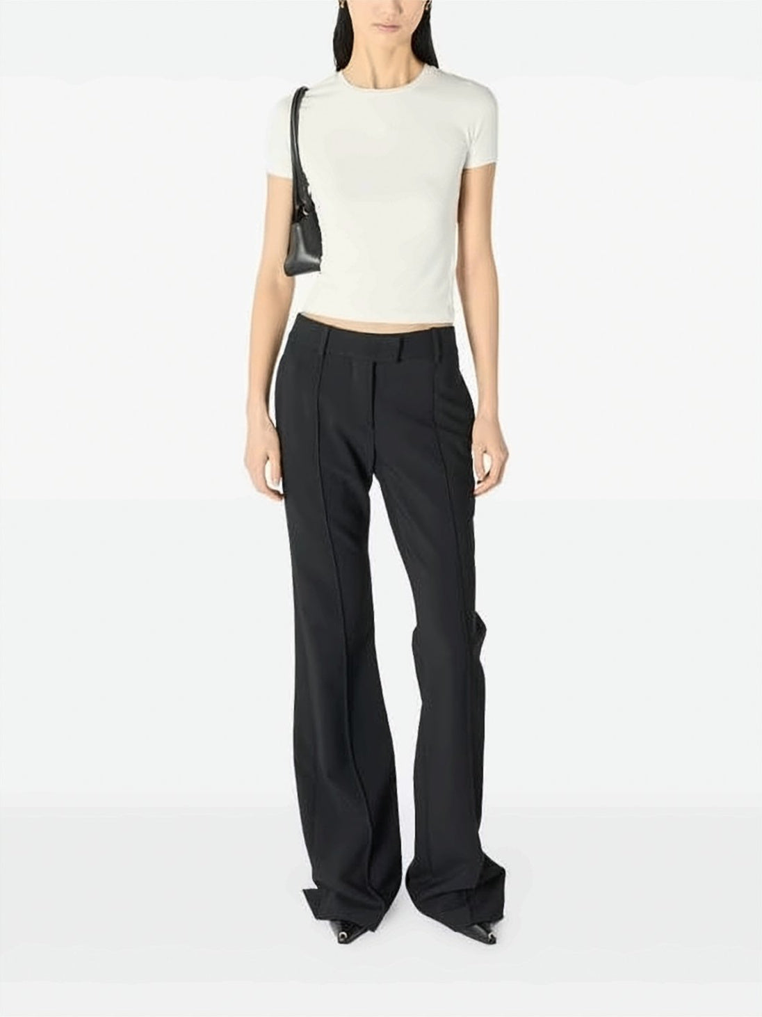 Short-Sleeve Top with Crescent Moon Pattern
