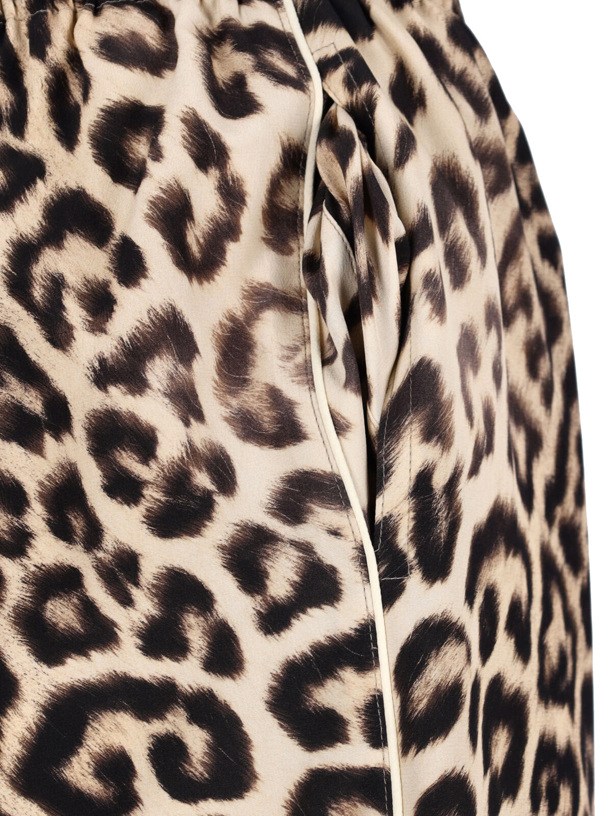 Brown Silk Pajama Trousers, Animalier Pattern