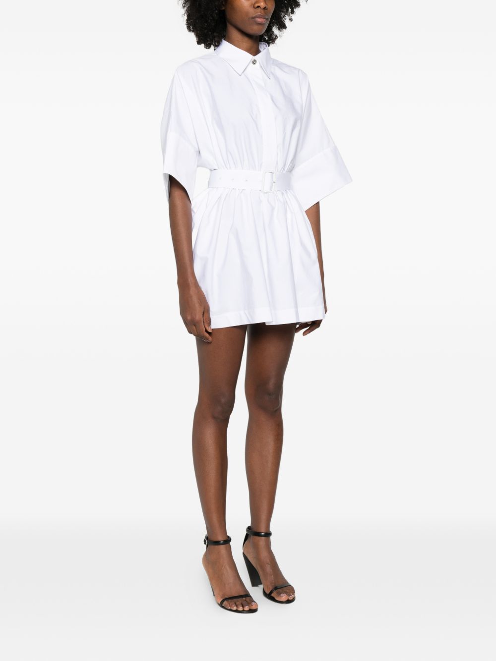 Oversized White Silk and Nylon Dress