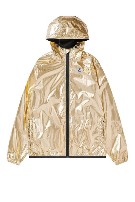 Metallic-Finish Nylon Jacket With Hood And Zip Closure
