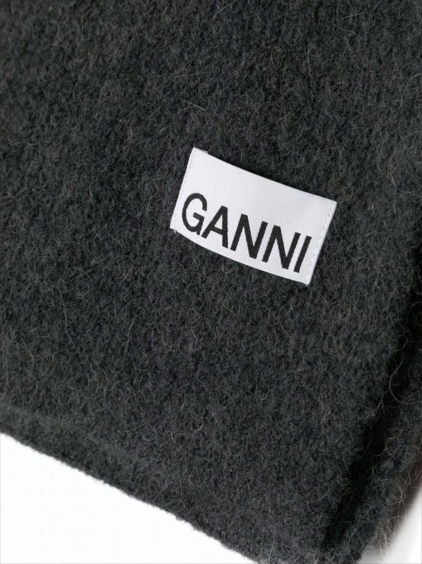 Rectangular Wool Scarf with Logo Detail