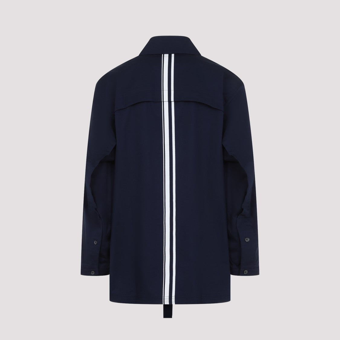 Blue Shirt With Classic Collar And Contrasting Back Stripes