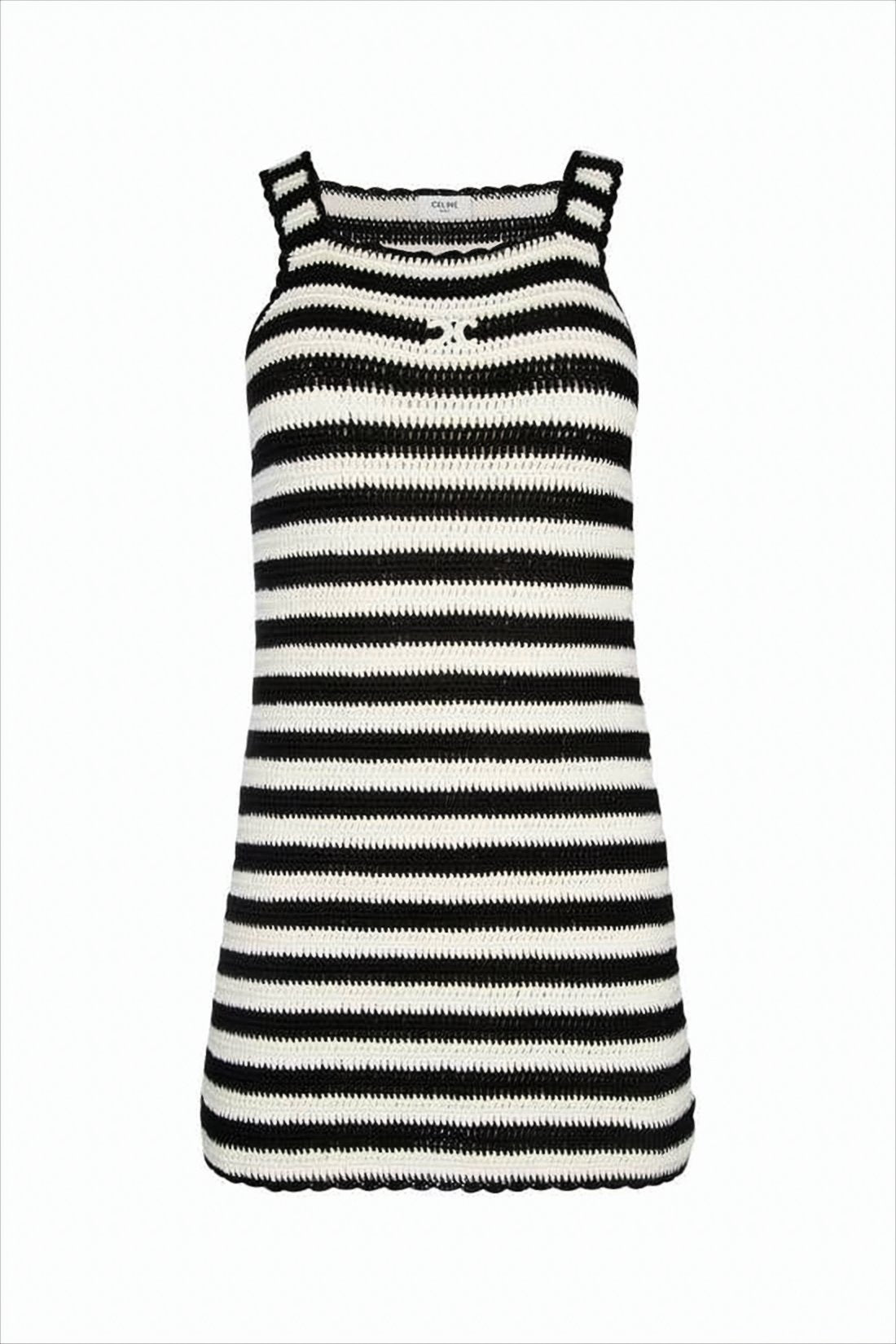 Sleeveless Knit Top with Horizontal Stripe Design