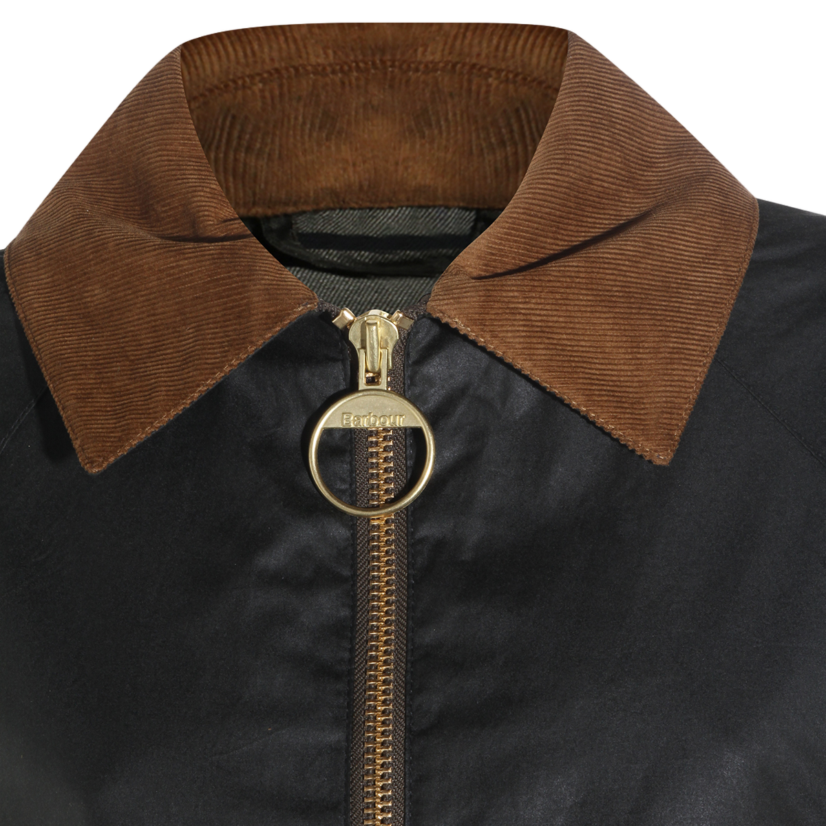 Black Jacket with Contrasting Brown Corduroy Collar
