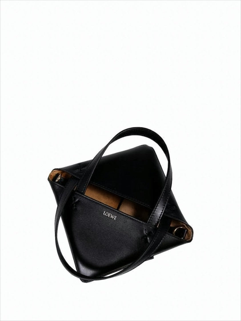 Geometric Panel Calf Leather Tote Bag