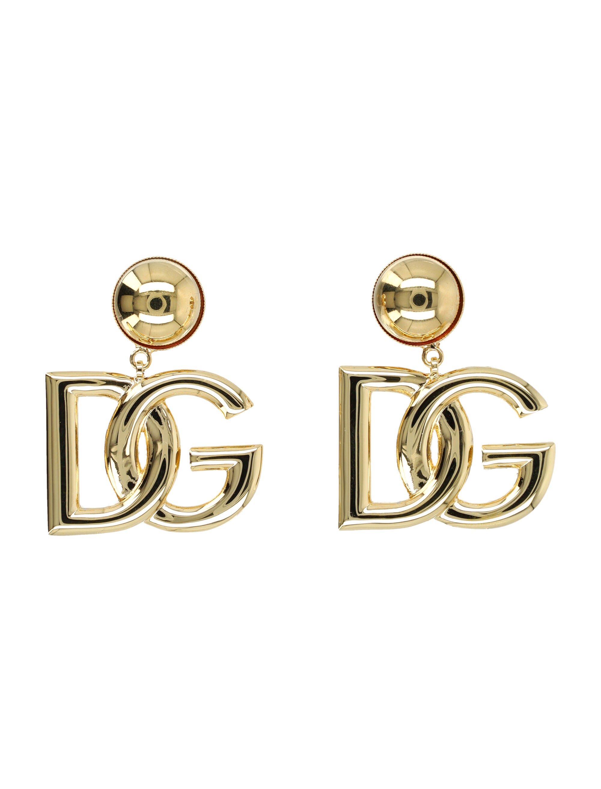 Polished Gold DG Logo Drop Earrings