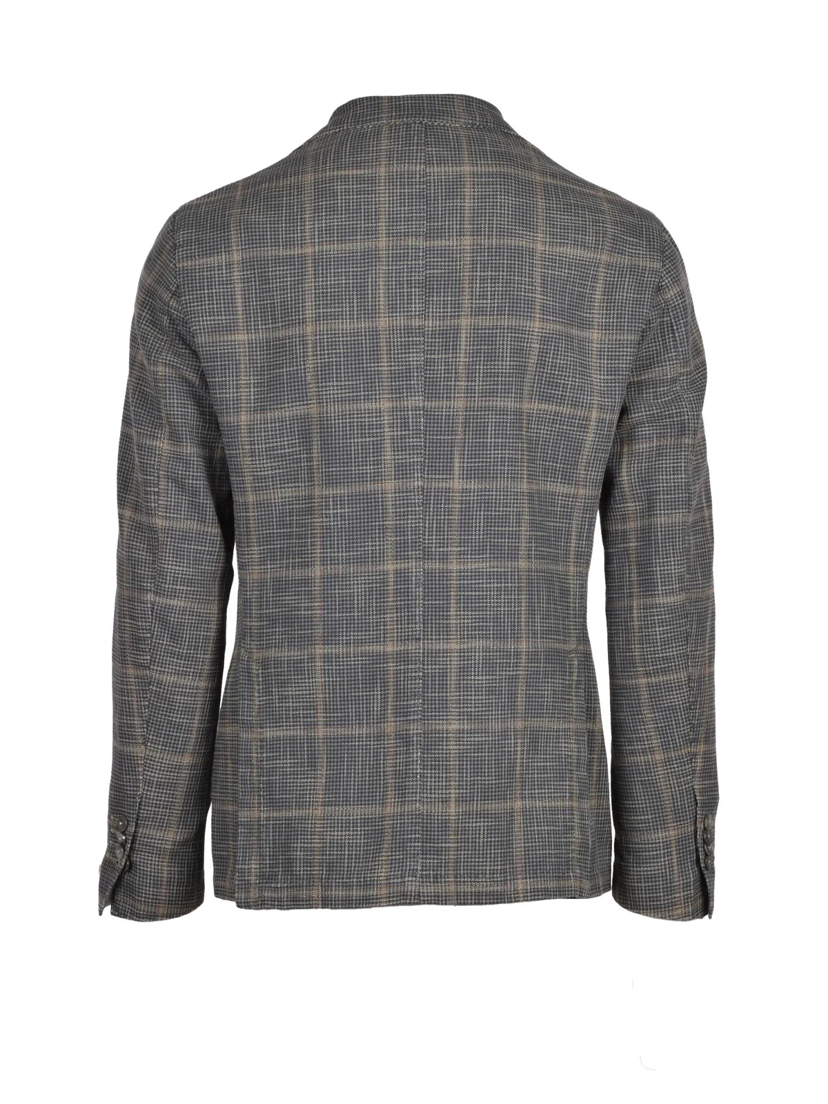 Refined Checkered Cotton-Silk Blazer With Rounded Silhouette