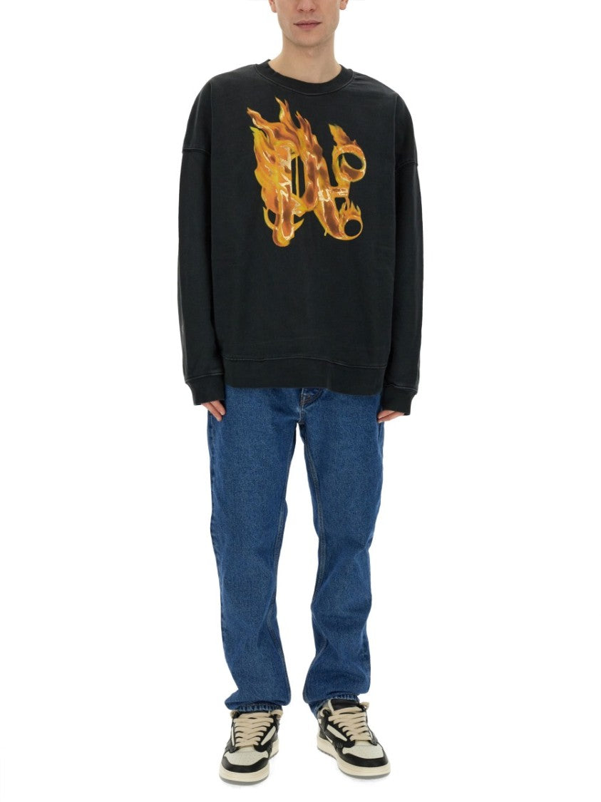"Burning Monogram" Print Sweatshirt