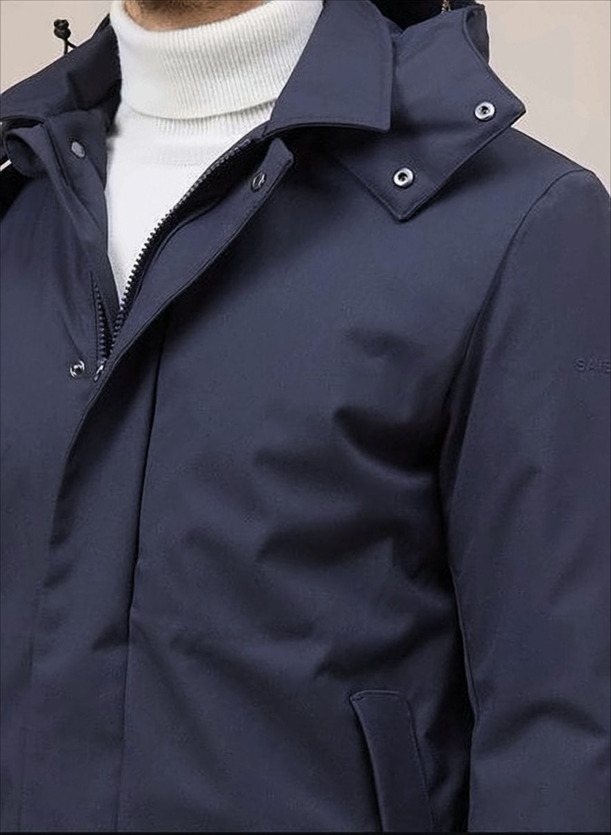 Hooded Blue Jacket With Zip