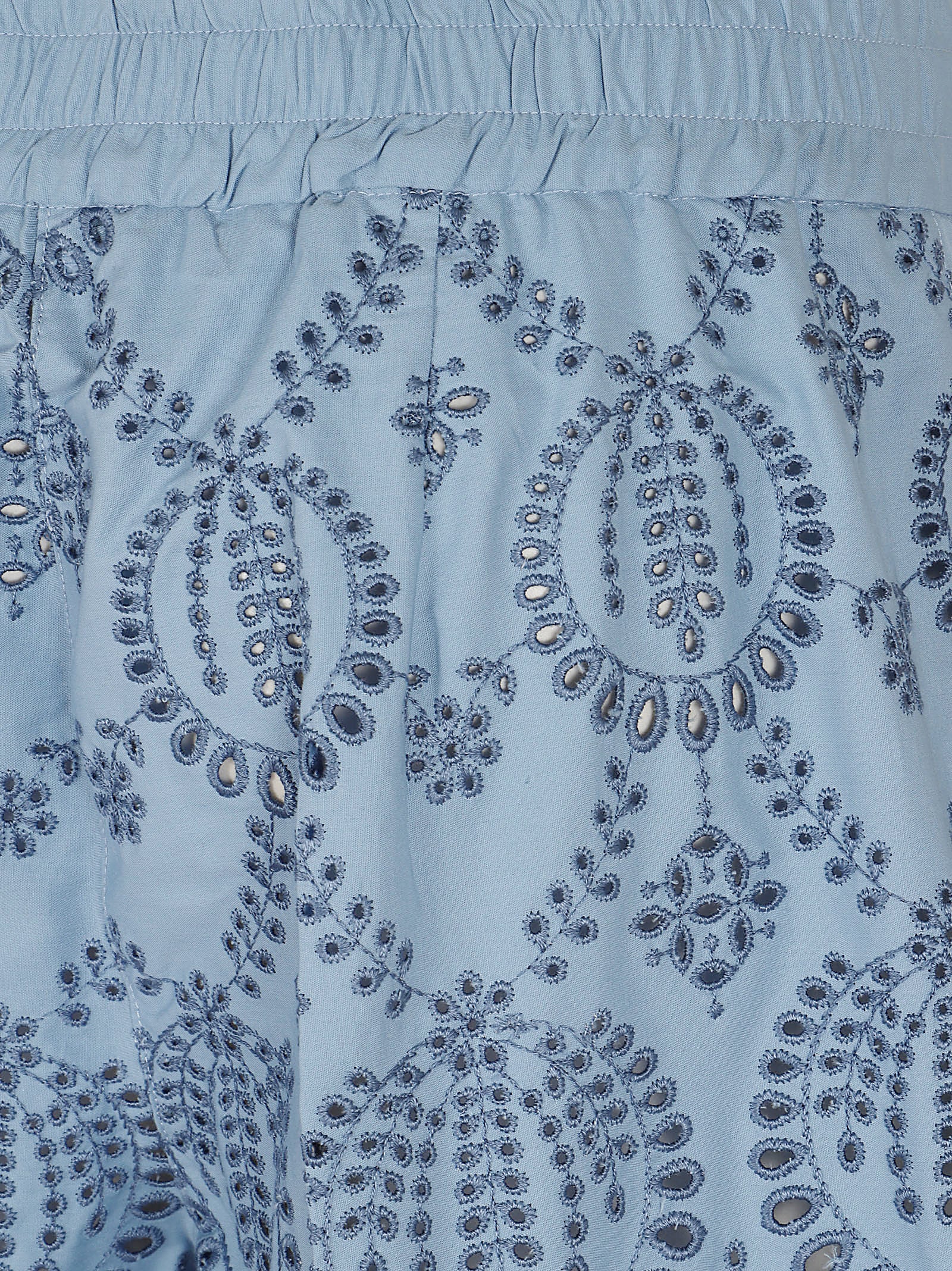 Light Blue Broderie Anglaise Embroidered Shorts