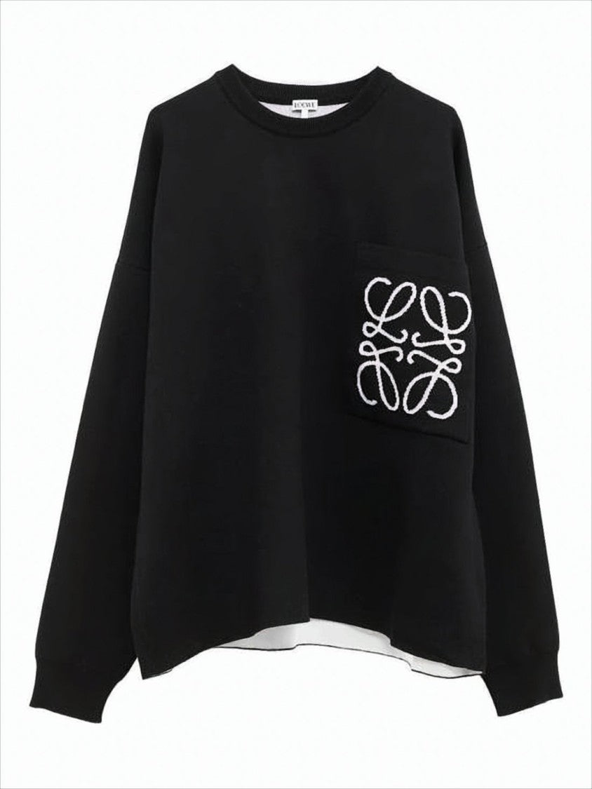 Relaxed-Fit Sweater With Embroidered Square Patch Pocket