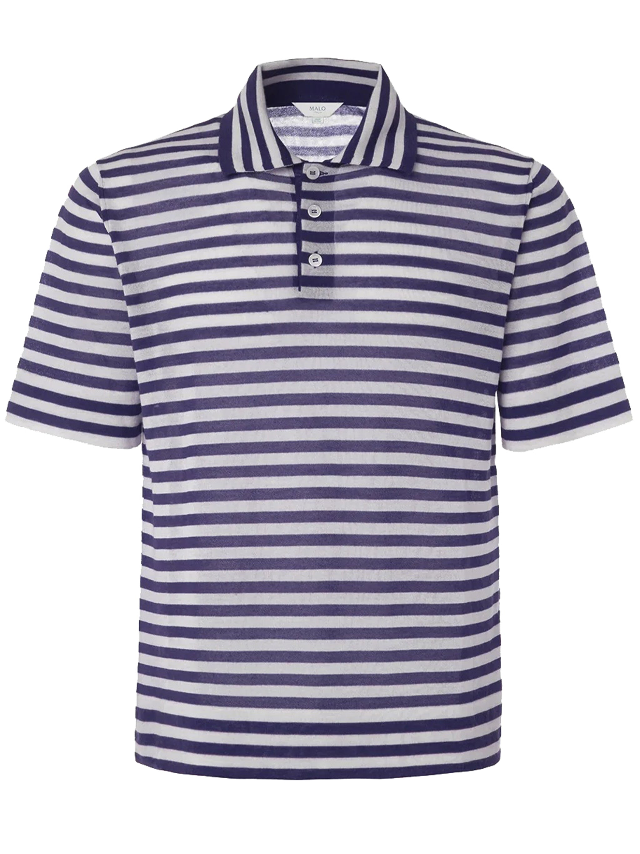 Blue Polo Short-Sleeved Striped Cashmere Polo