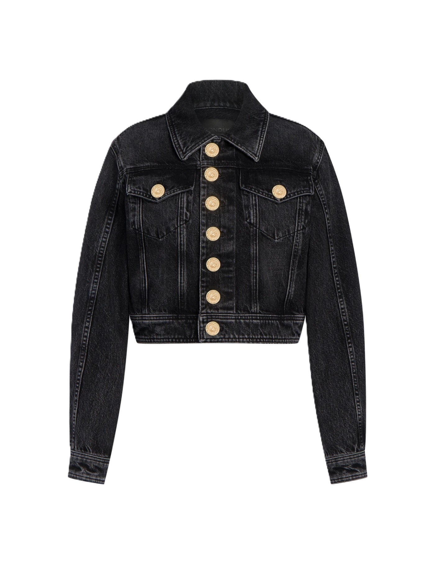 Cropped Denim Jacket with Classic Collar