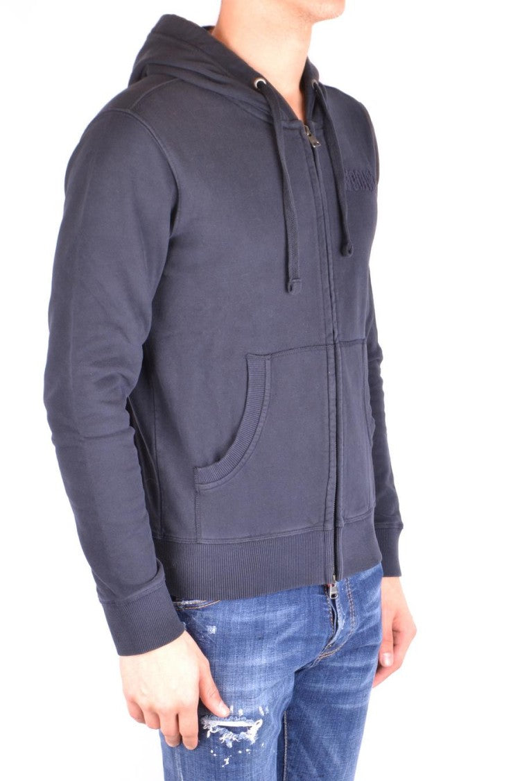 Classic Zip-Up Hoodie In Deep Blue Cotton