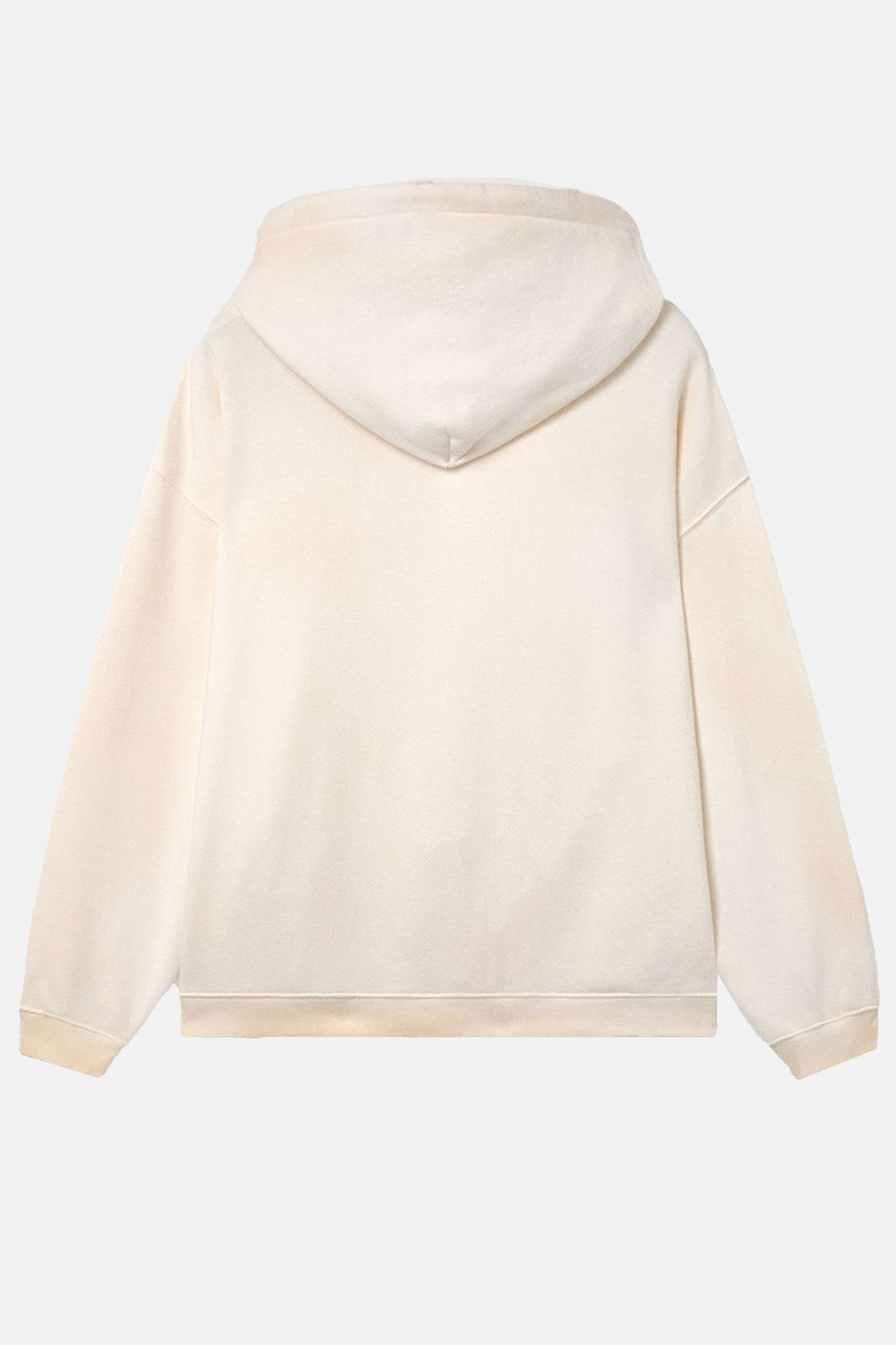 Ivory Distressed Oversized Hoodie With Logo Print