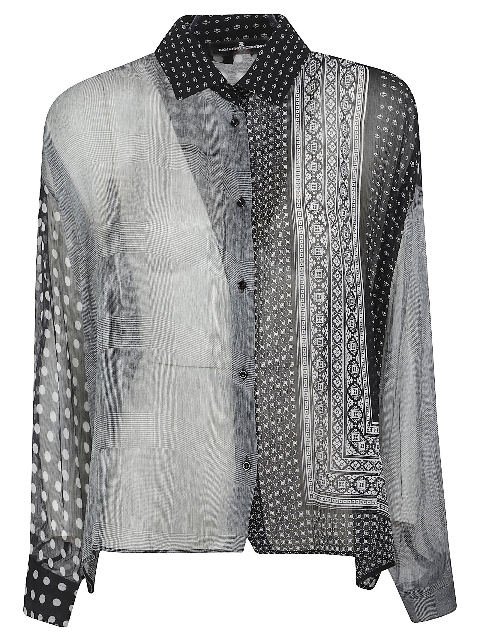 Patterned Sheer Shirt with Button-Down Front