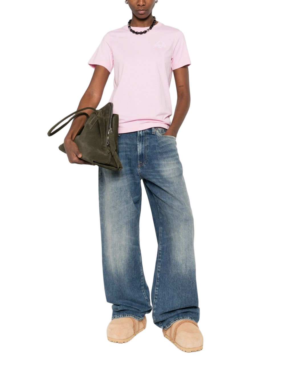 Relaxed Fit Pink Silk and Nylon Top