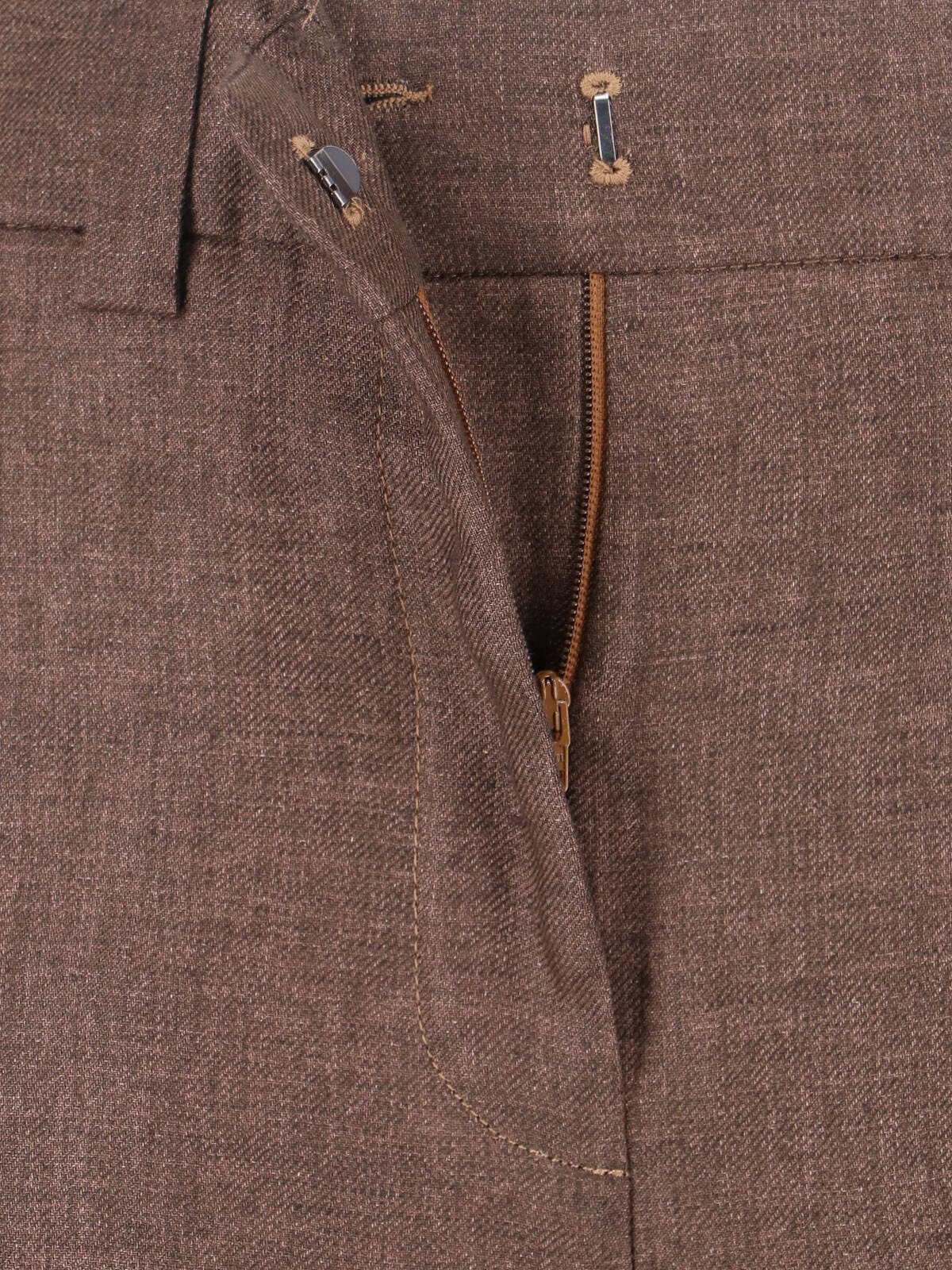 Brown Tailored Straight-Leg Linen Trousers
