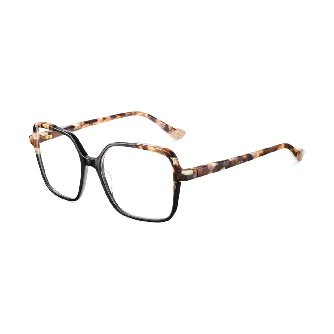 Bruna Geometric Square Frame Eyeglasses with Tortoiseshell-Patterned Temples