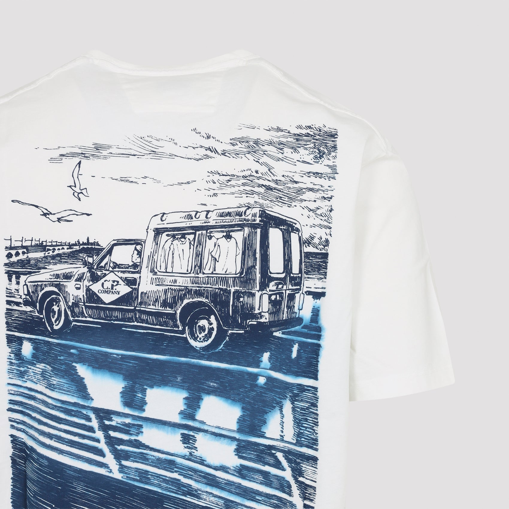 White Cotton T-Shirt with Graphic Print