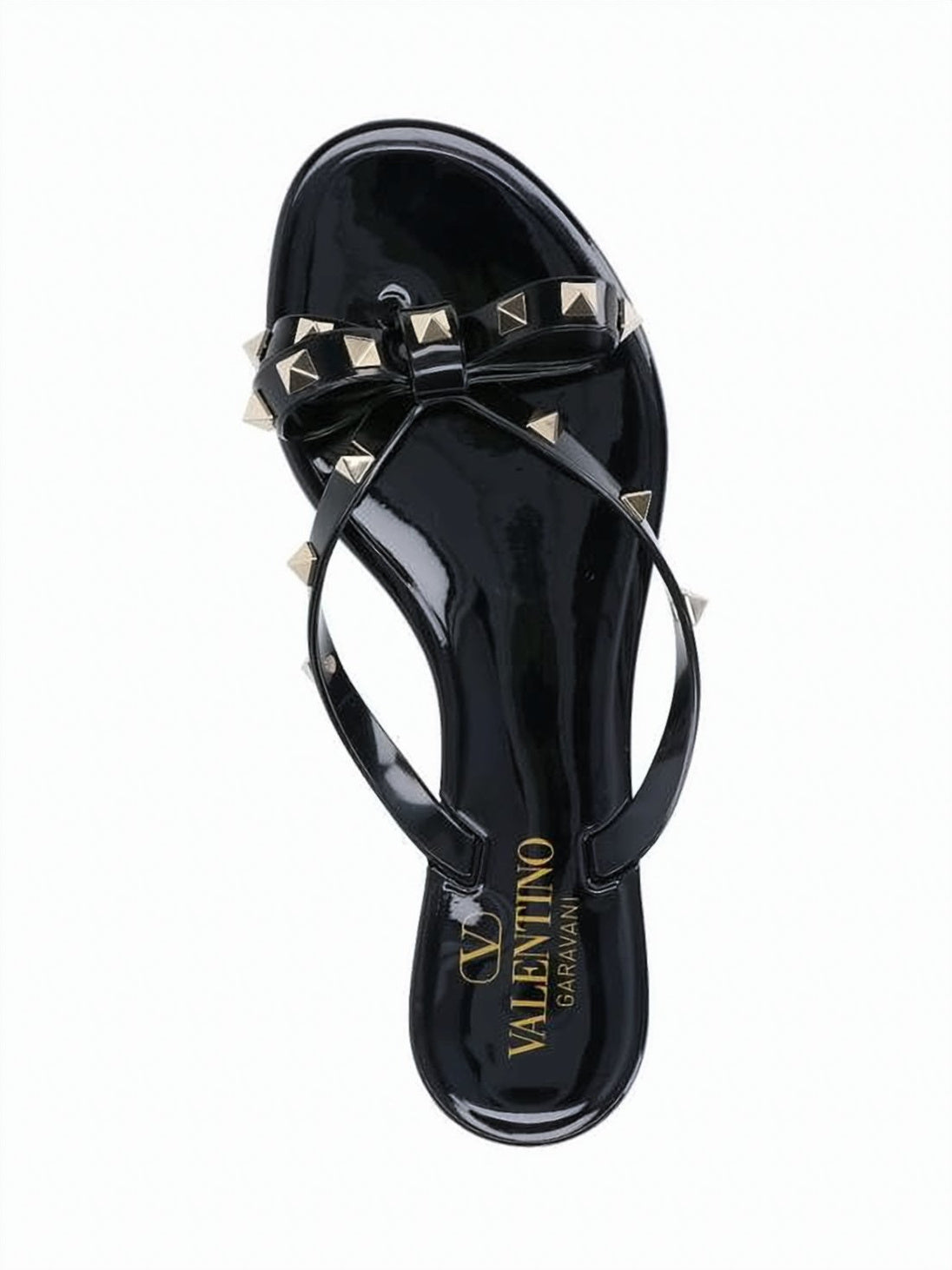 Glossy Black Rubber Sandals