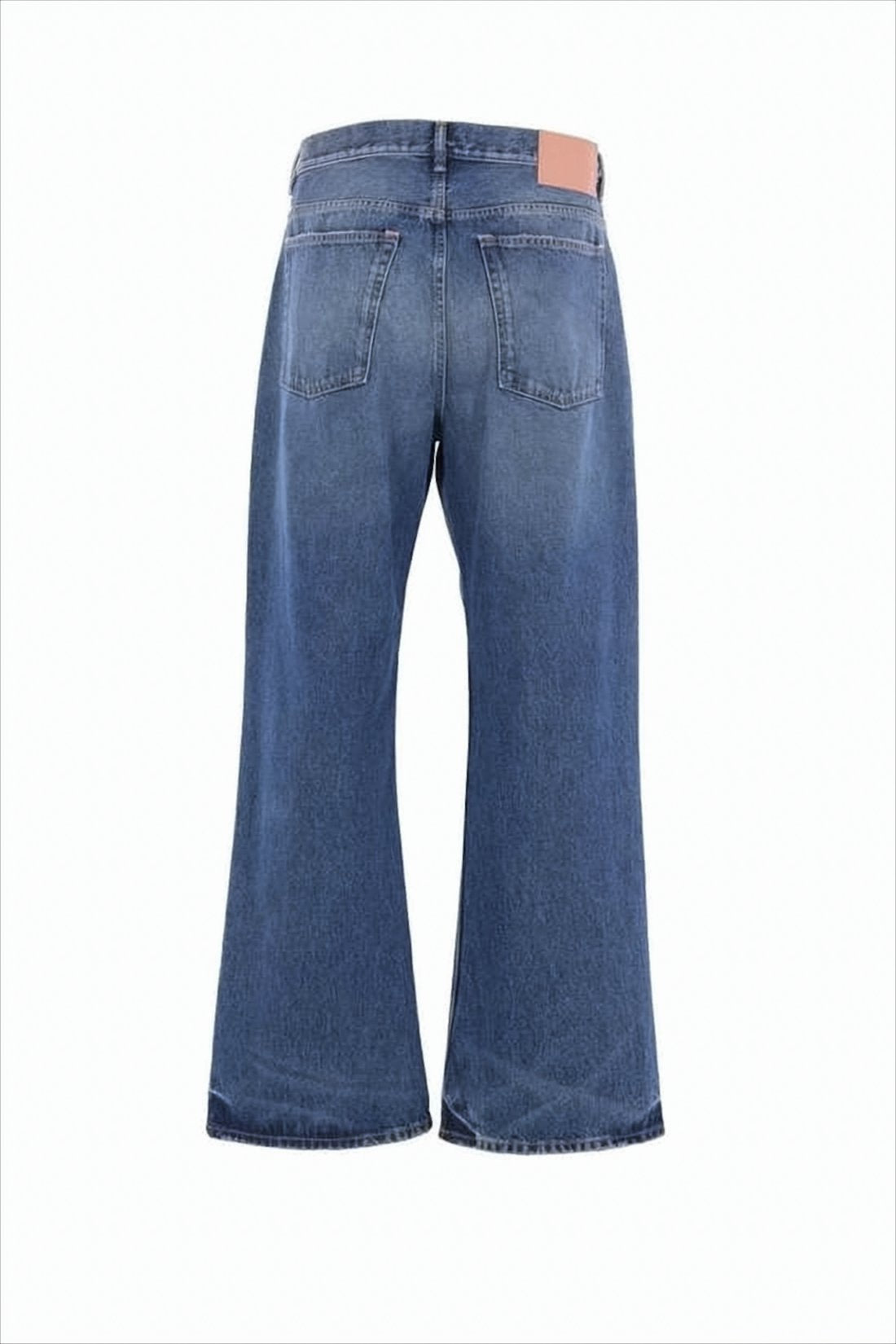 Relaxed-Fit Medium-Wash Denim Pants with Distressed Details