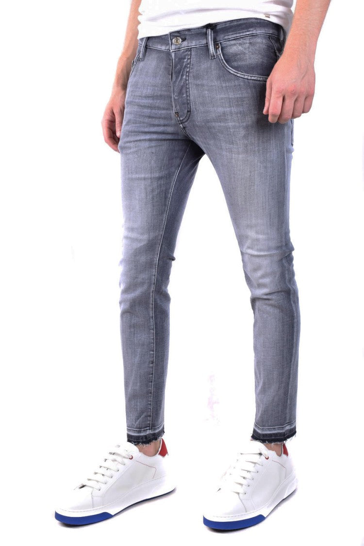 Grey Faded Cotton Blend Jeans