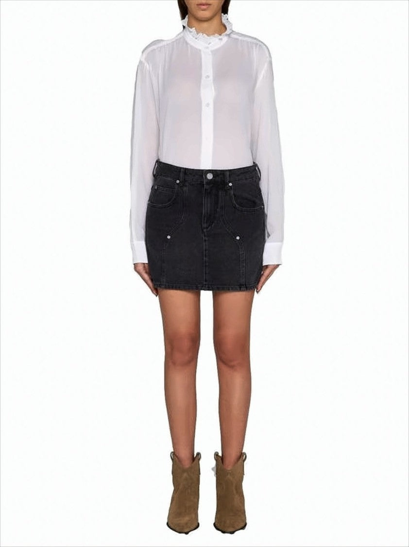 Fitted Black Denim Mini Skirt