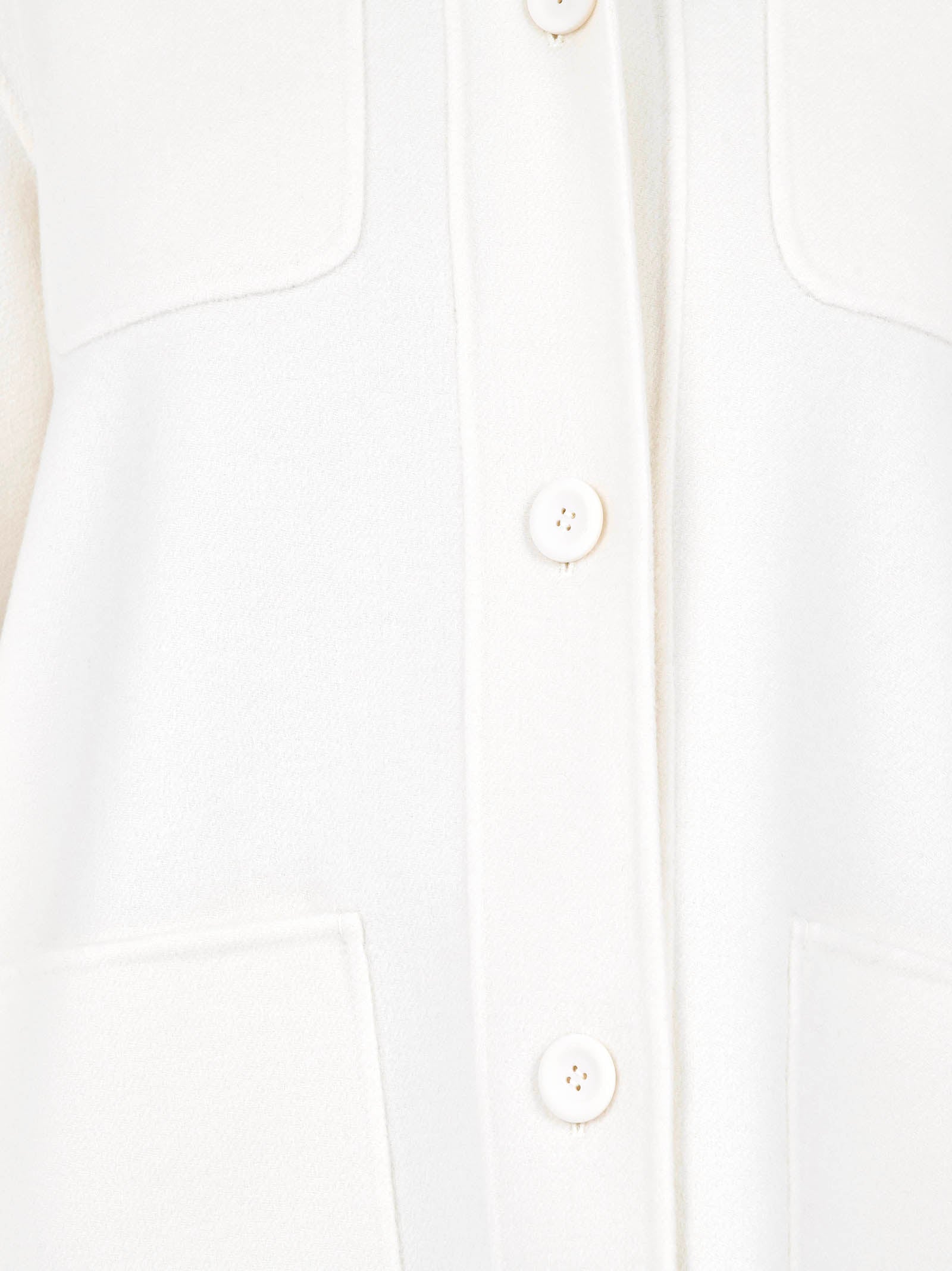 Chic White Overshirt In Wool-Silk-Cashmere Blend