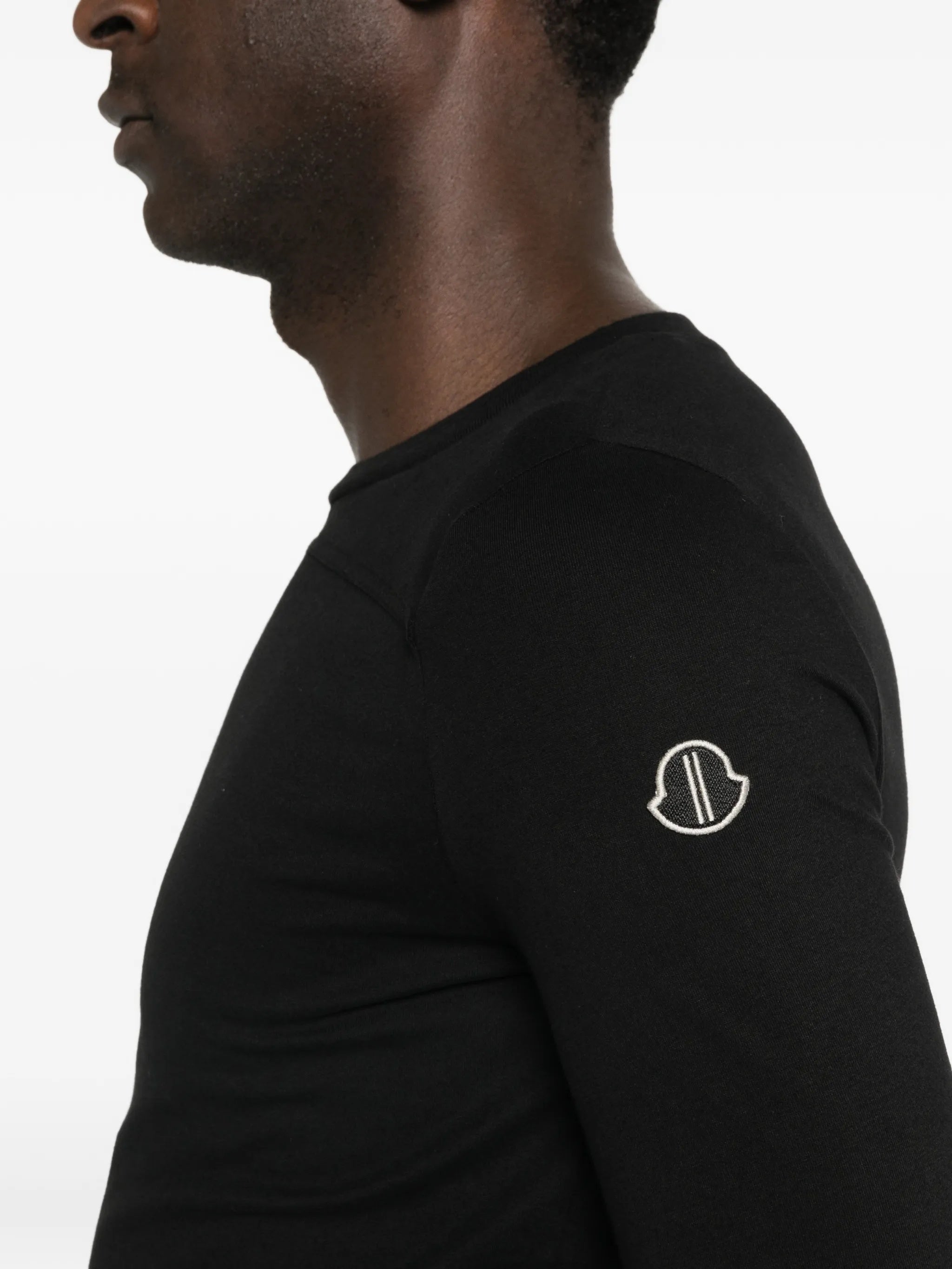 Black Knitted Long-Sleeve Cotton Top