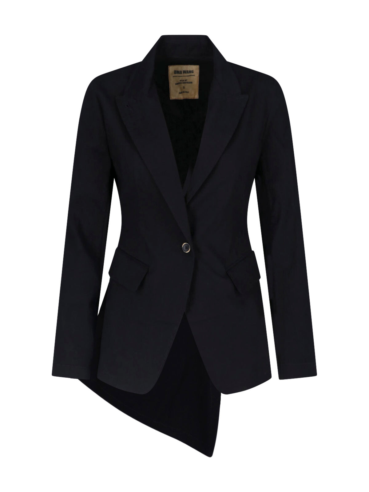 Black Asymmetrical Single-Breasted Linen Blazer