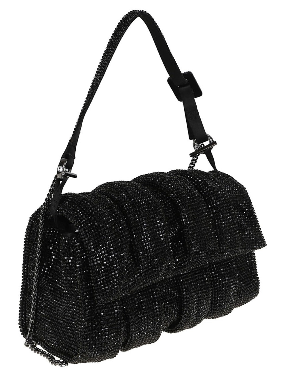 Metal Mesh And Silk Satin Shoulder Bag