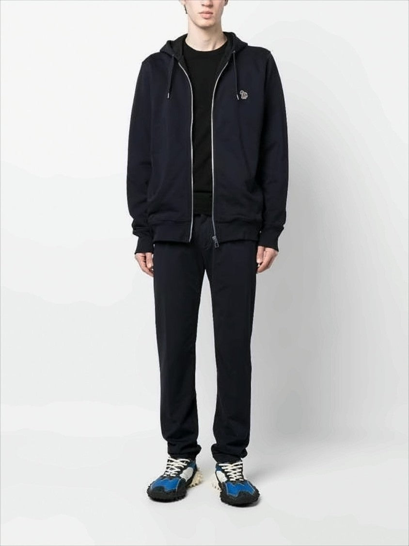 Full Zip Hooded Sweatshirt with Embroidered Detail