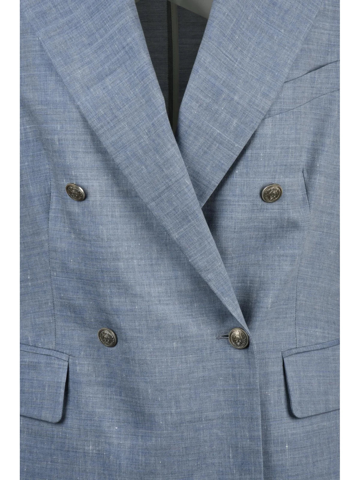 Light Blue Double-Breasted Linen Wool Jacket